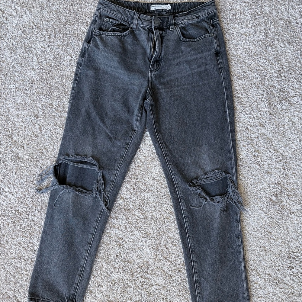 Women's Distressed High-Rise Black Jeans